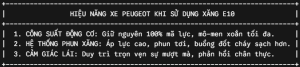 Xe Peugeot dùng xăng E10